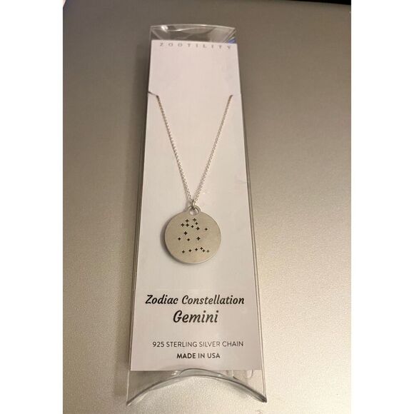 Zootility 925 Silver Unisex Chain & Gemini Constellation Pendant / NWT - Picture 1 of 6